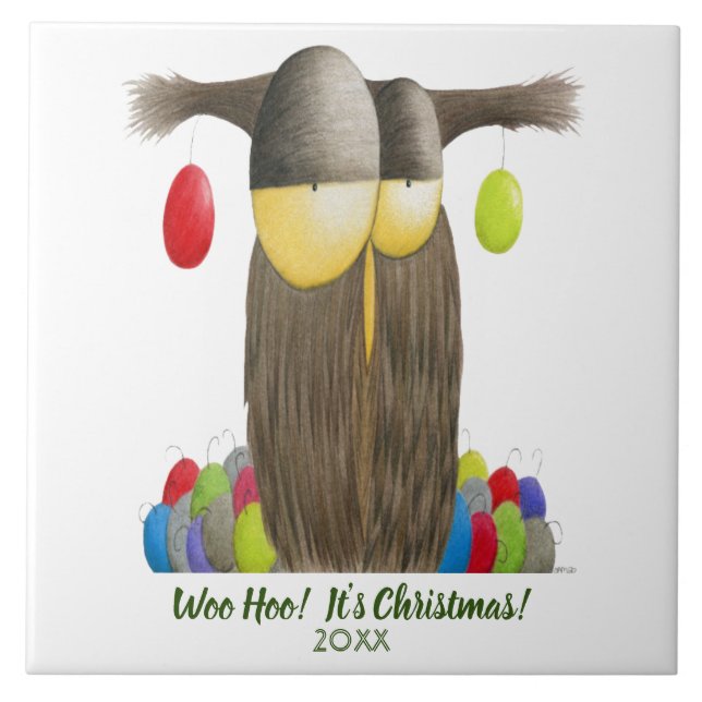 Cute Holiday Owl Tile (Front)