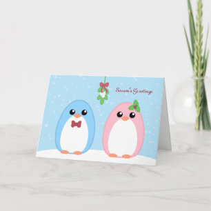 Cute Holiday Penguin Couple Card