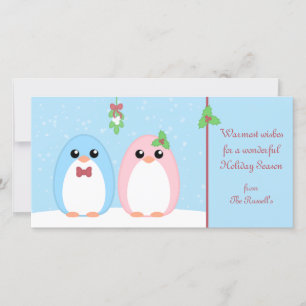 Cute Holiday Penguin Couple Card