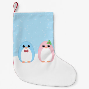 Cute Holiday Penguin Couple Small Christmas Stocking