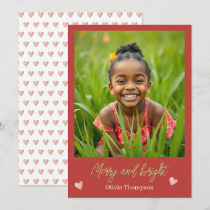 Cute Holiday Pink Heart Hand-painted Card