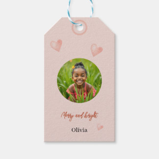 Cute Holiday Pink Heart Hand-painted Gift Tags