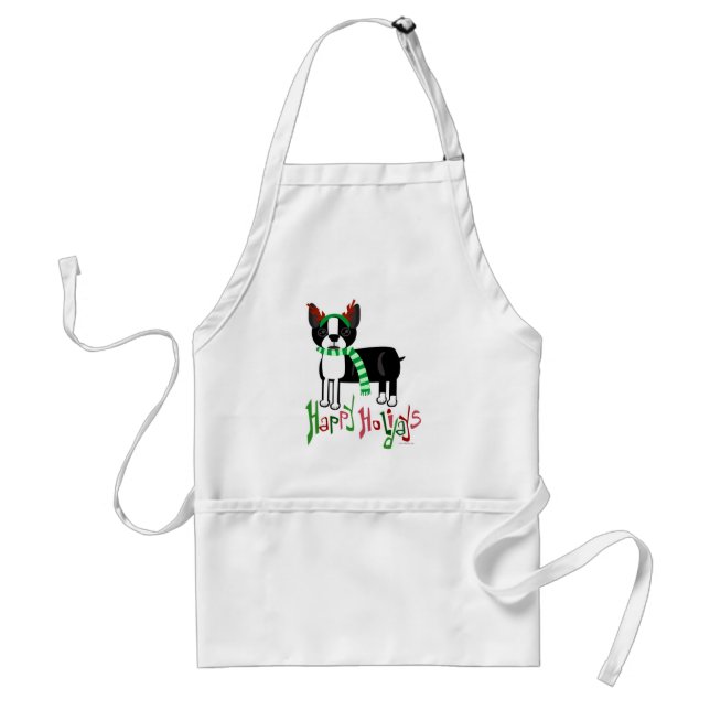 Cute Holiday Pup Christmas Cartoon Standard Apron (Front)