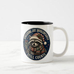 Cute Holiday Racoon Two-Tone Coffee Mug