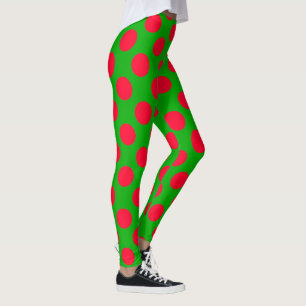 Cute Holiday Red Green Polka Dot Christmas Legging