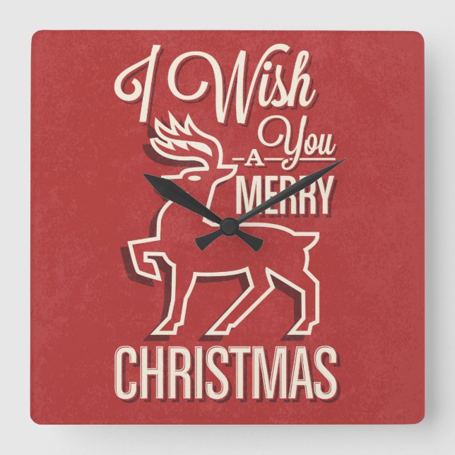 Cute Holiday Reindeer Wall Clock (Front)