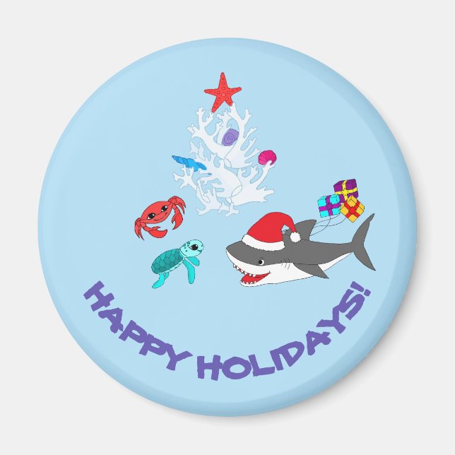 Cute Holiday Shark Magnet (Front)