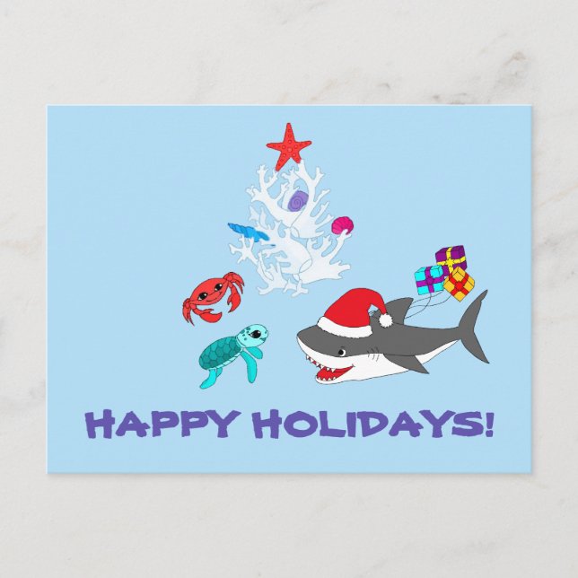 Cute Holiday Shark Postcard (Front)