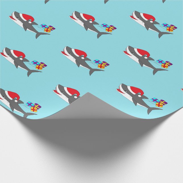 Cute Holiday Shark Wrapping Paper (Corner)