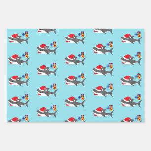 Cute Holiday shark Wrapping Paper Sheet