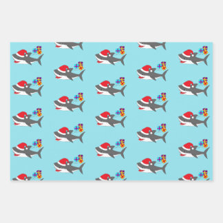 Cute Holiday shark Wrapping Paper Sheet