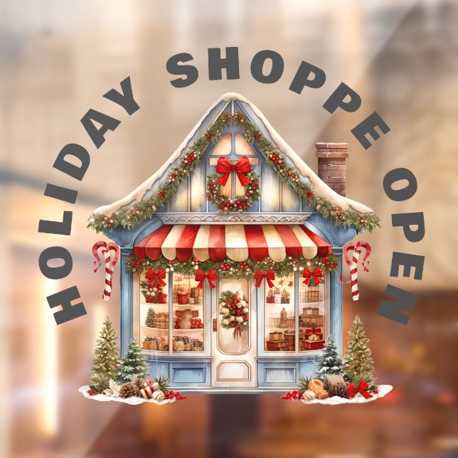CUTE HOLIDAY SHOPPE OPEN Window Cling (Sheet 2)