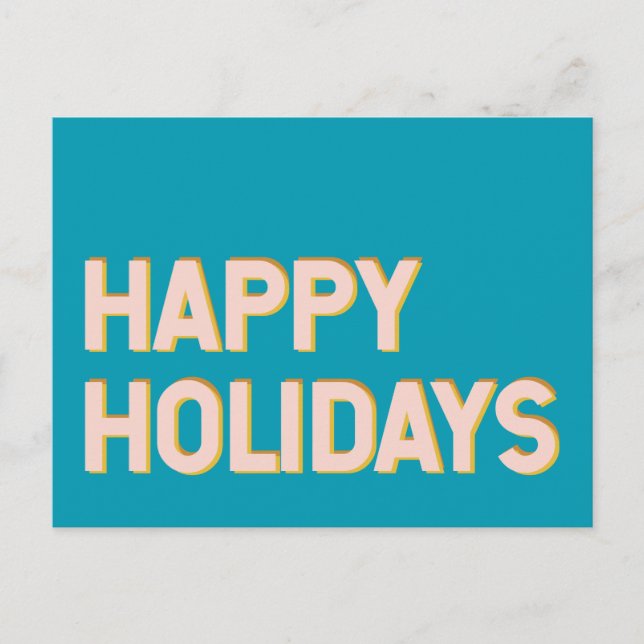 Cute Holiday Simple Typography Pink and Blue  Postcard (Front)