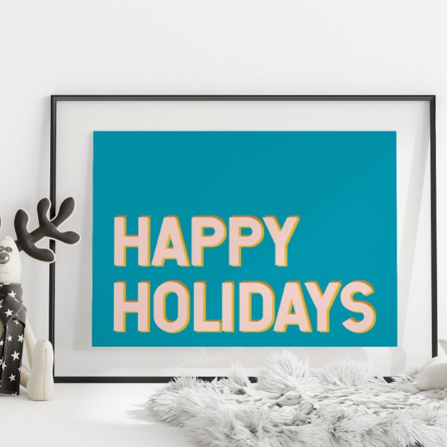 Cute Holiday Simple Typography Pink and Blue Poster (Creator Uploaded)