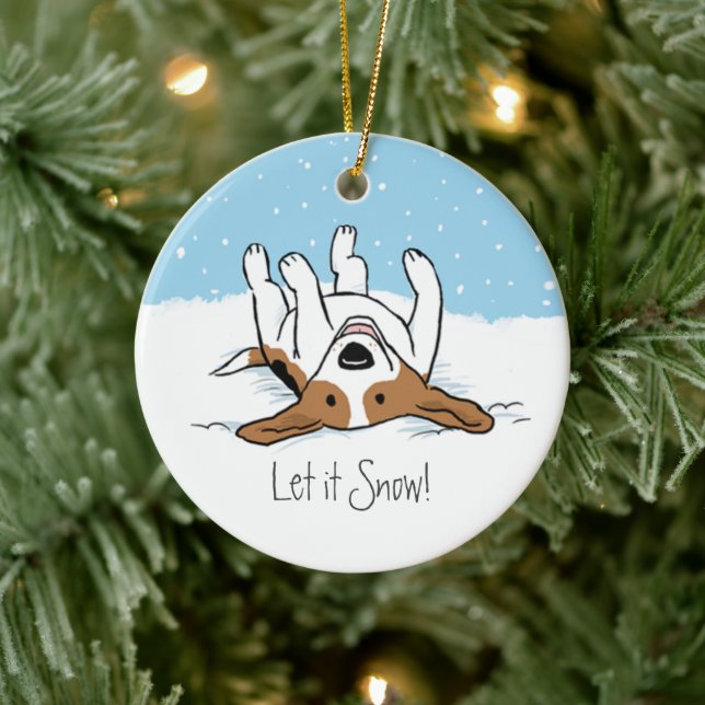 Cute Holiday Snow Beagle Happy Dog Christmas Ceramic Tree Decoration (Tree)