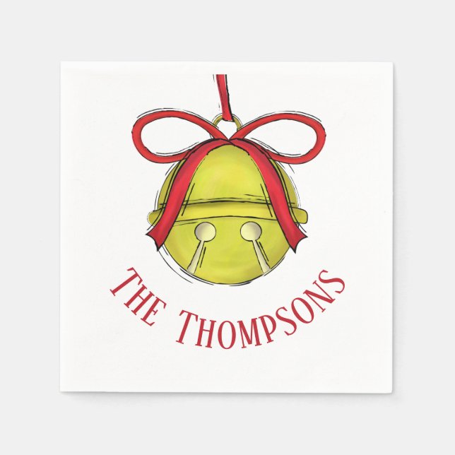 Cute Holiday Whimsical Custom Family Christmas Napkin (Front)