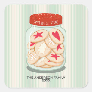 Cute Holiday Wishes Christmas Square Sticker