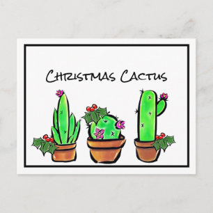 Cute holiday Xmas Cactus cacti succulents Postcard