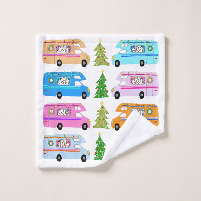 Cute Holiday Xmas RV Camper Motorhome Christmas Wash Cloth (Wash Cloth)