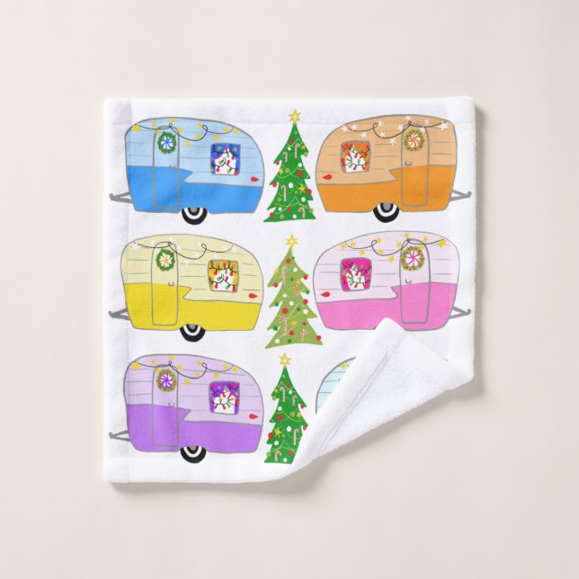 Cute Holiday Xmas RV Camper Trailers Christmas Wash Cloth (Wash Cloth)