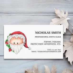 Cute Holly Christmas Santa Claus Business Card