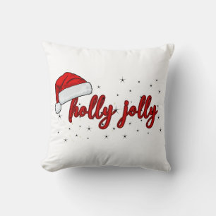 Cute Holly Jolly Christmas Lumbar Pillow