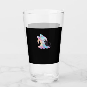 Cute Holographic Ghost Hugging Black Cat Cozy Girl Glass