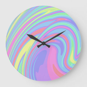 Cute Holographic Marble Art Large Clock
