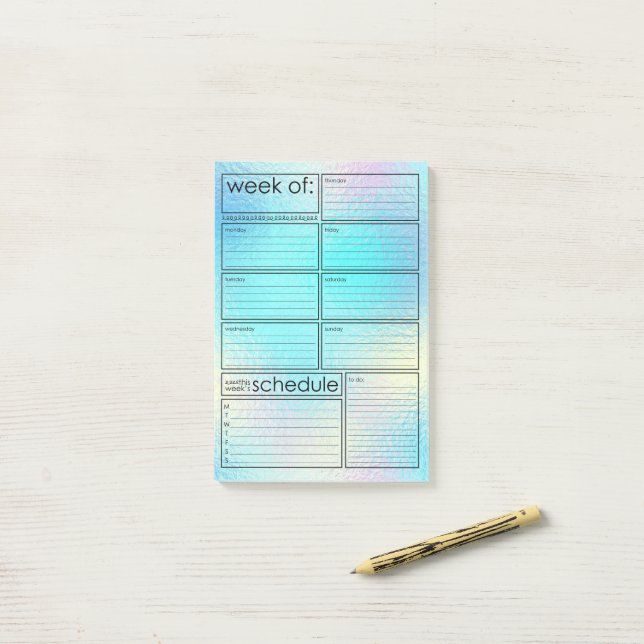 Cute holographic weekly planner Post-it® Notes (On Desk)