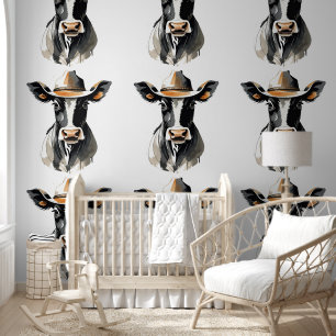 Cute Holstein Cow Western Cowboy Theme Wallpaper