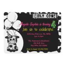 Cute Holy Cow Birthday Party Invitation