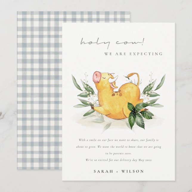 Cute Holy Cow Farm Foliage Pregnancy Announcement  (Front/Back)