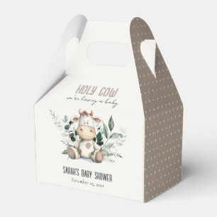 Cute Holy Cow Foliage Pastel Neutral Baby Shower Favour Box