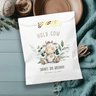 Cute Holy Cow Foliage Pastel Neutral Kids Birthday Favour Bags