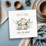 Cute Holy Cow Foliage Pastel Neutral Kids Birthday Napkin<br><div class="desc">If you need any other matching product or customisation,  kindly message via Zazzle.</div>