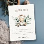 Cute Holy Cow Foliage Pastel Neutral Kids Birthday Thank You Card<br><div class="desc">If you need any other matching product or customisation,  kindly message via Zazzle.</div>