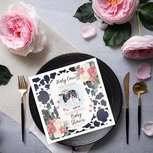 Cute Holy Cow, It's A Girl Baby Shower Napkin