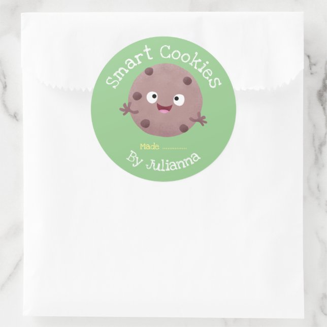 Cute home baked cookies cartoon label (Bag)