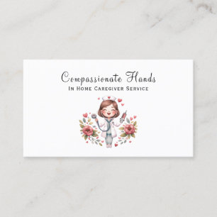 Cute Home Health Care Nurse Service Business Card