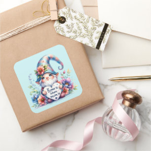 Cute Home is where Mother is gnome Square Sticker