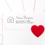Cute Home Modern Name & Surname Return Address Self-inking Stamp<br><div class="desc">Easily personalise these custom cute home modern name and surname return address rubber stamps with your own names and address. This design features your name in handwritten calligraphy and your address details in a modern sans serif font. On the left, there is a cute hand-drawn home with a heart in...</div>