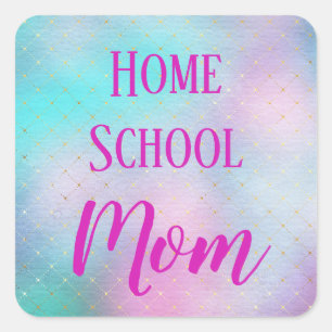 Cute Home School Mum Ombre Square Sticker