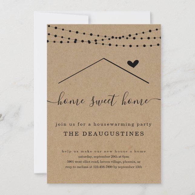 Cute Home Sweet Home Housewarming Party Invitation (Front)