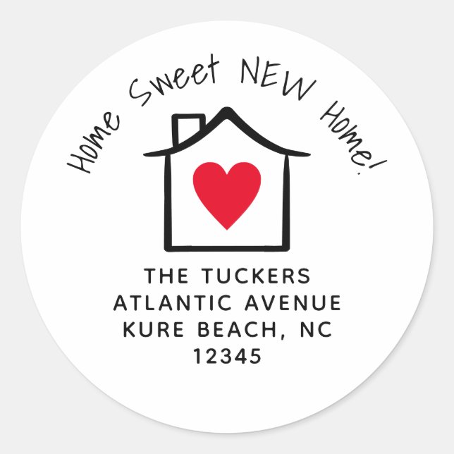 Cute Home Sweet New Home Address Label Sticker (Front)