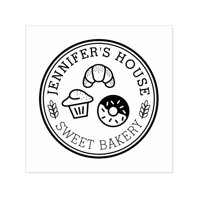Cute Homemade Bakery Personalised Logo Circular Self-inking Stamp (Design)