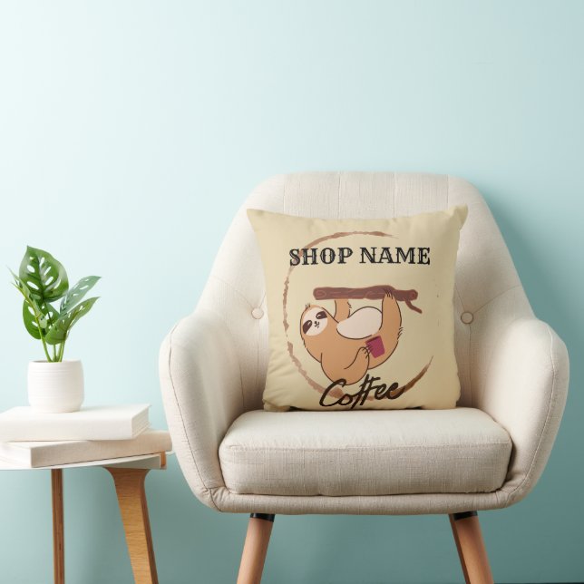 Cute homemade sloth coffee Tea custom Shop name Cushion (Chair)