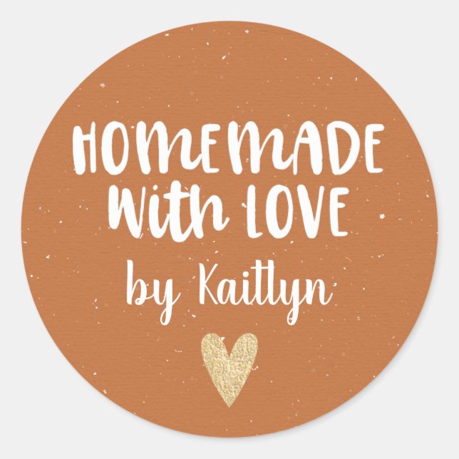 Cute Homemade With Love Classic Round Sticker (Front)