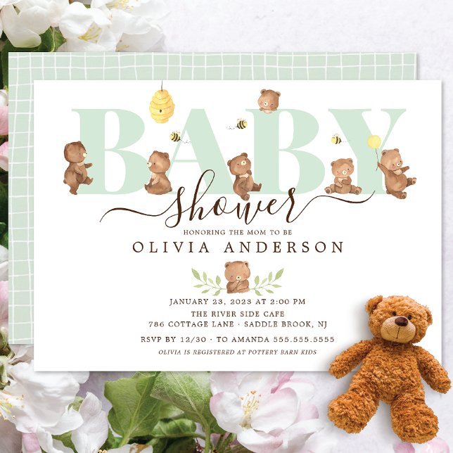 Cute Honey Bear Baby Shower Invitation (Creator Uploaded)