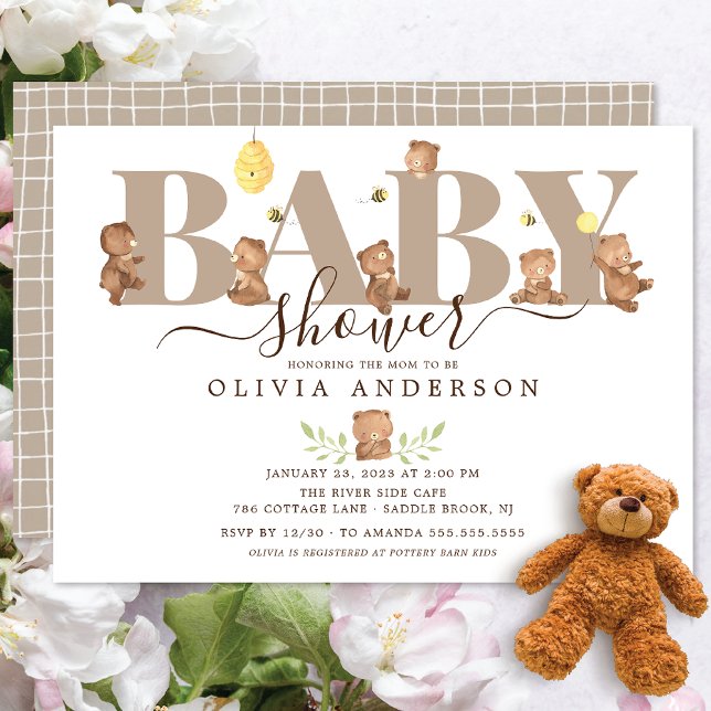 Cute Honey Bear Baby Shower Invitation (Creator Uploaded)
