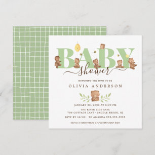 Cute Honey Bear Baby Shower Invitation